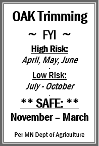 OAK Trimming: High Risk: Apr-Jun, Low Risk: Jul-Oct, Safe: Nov-Mar